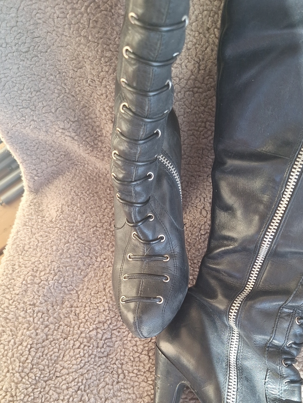 Jessica Simpson Mitton Black Over The Knee High Heeled Boots Biker - Picture 7 of 7